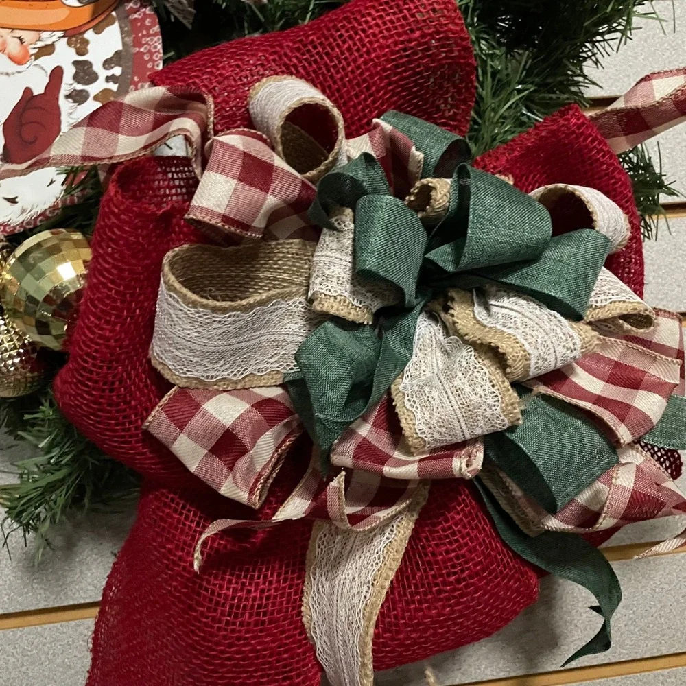 Cowboy Santa Christmas Wreath, Farmhouse Rustic Holiday Pine Wreath, Decor‎ 14